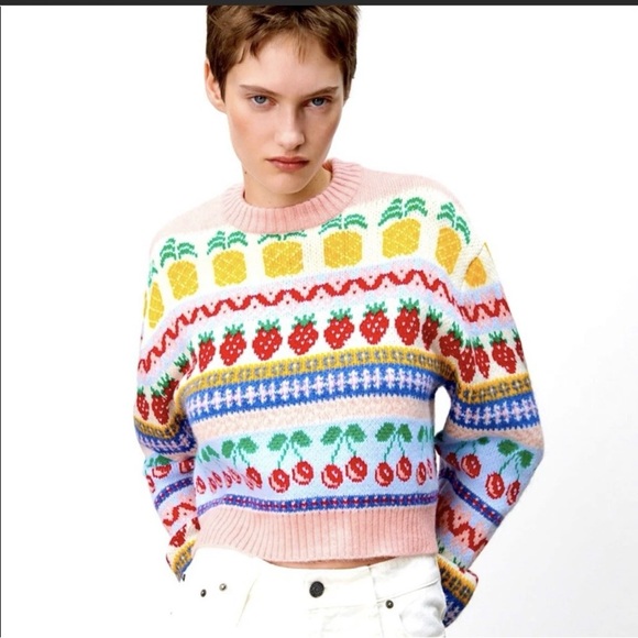 Zara Sweaters - Zara Fruit Jacquard Seeater